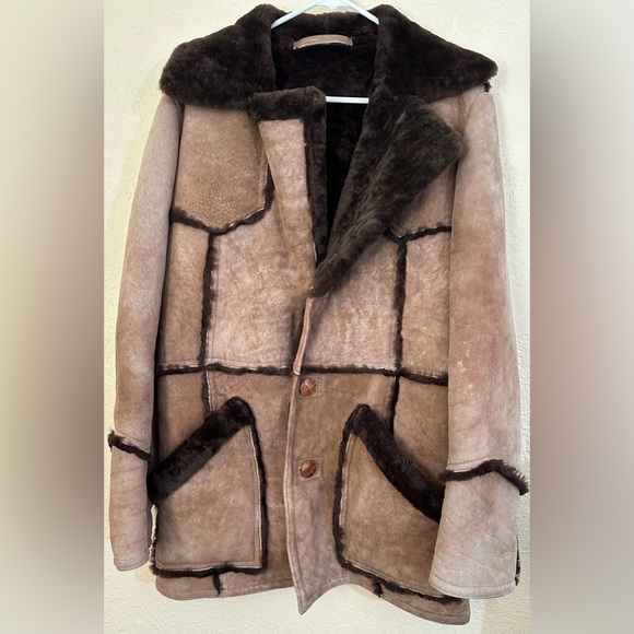 Matterhorn Napa CA 70s VTG Real Shearling Fur Mens Western Sheepskin Barn Coat - Picture 5 of 16